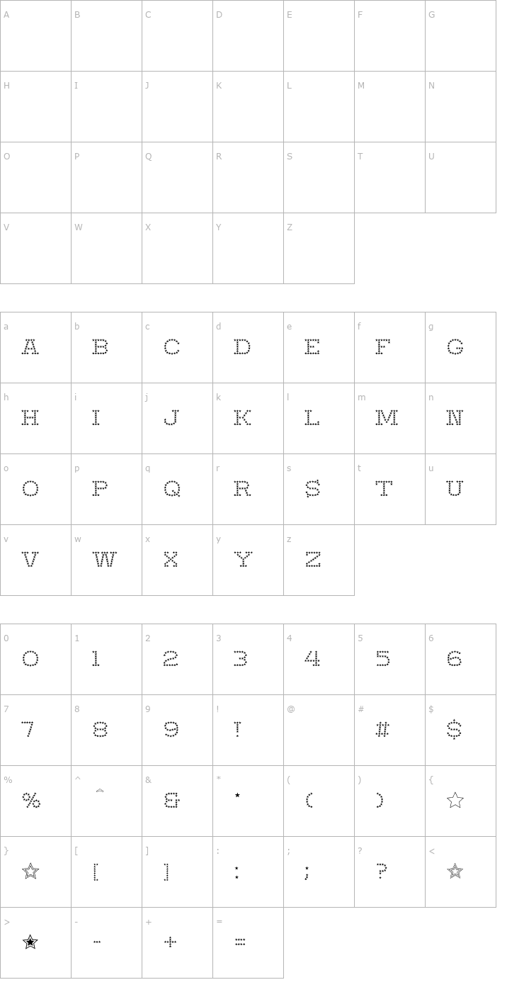 Character Map Startime-Normal Font