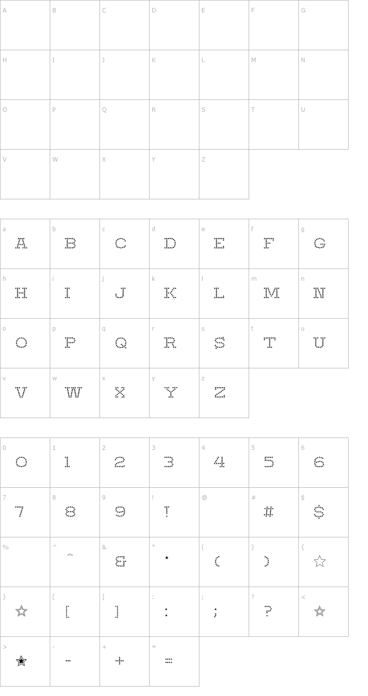 Character Map Startime-Normal OTF Font