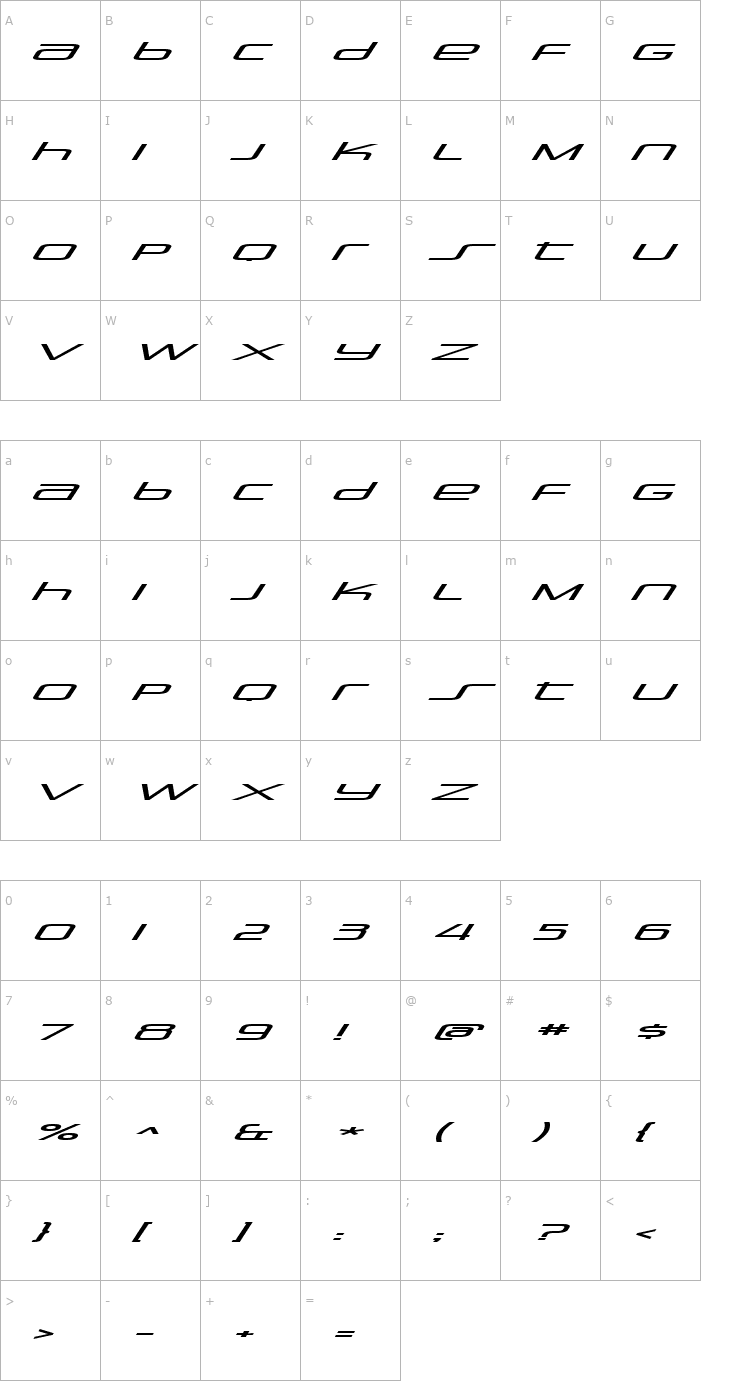 Character Map Stasmic Font