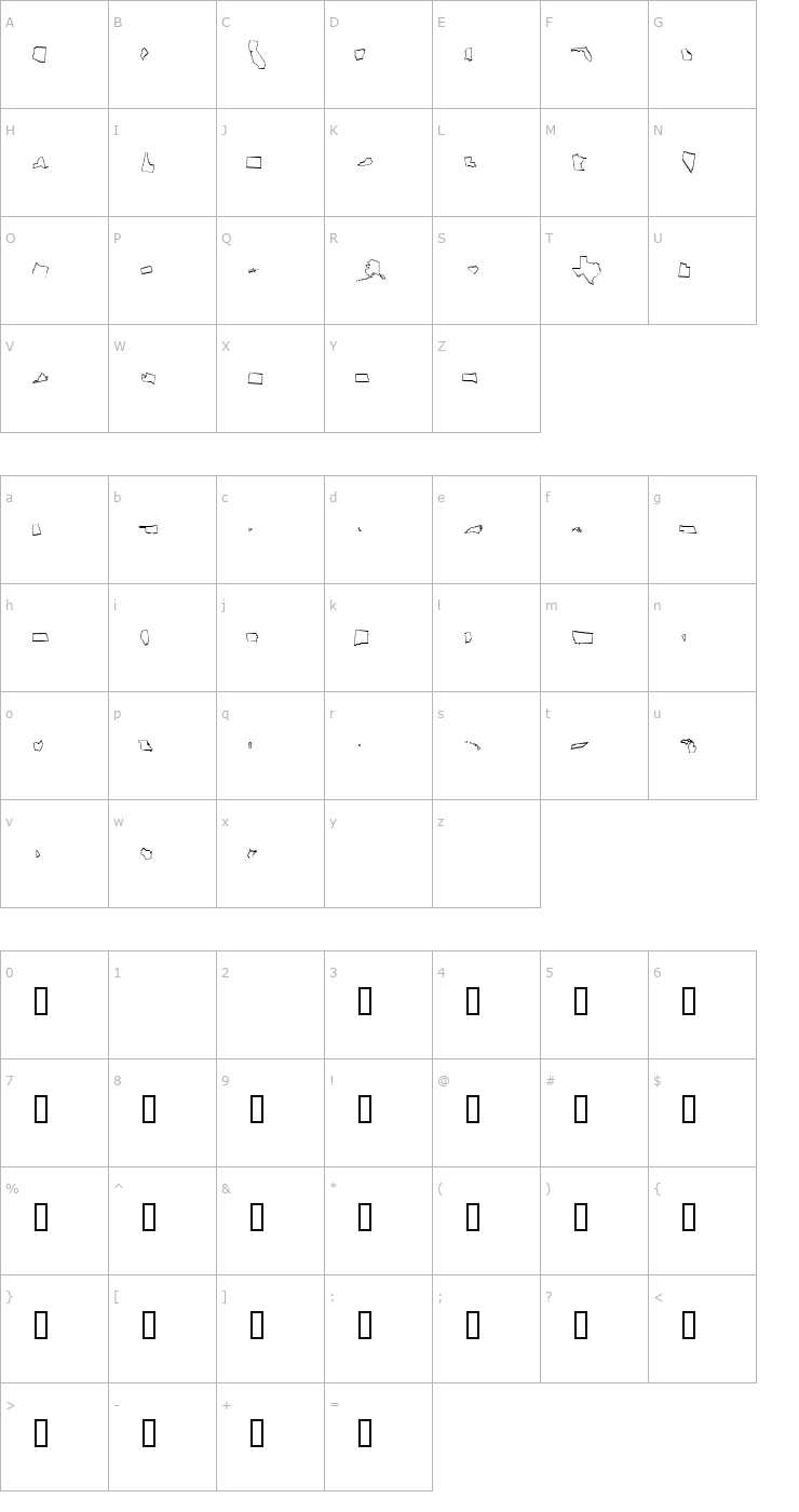 Character Map Statebats Font