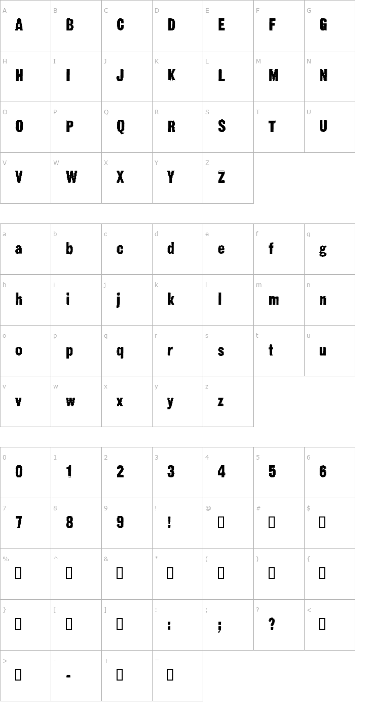 Character Map Static Age Fine Tuning Font