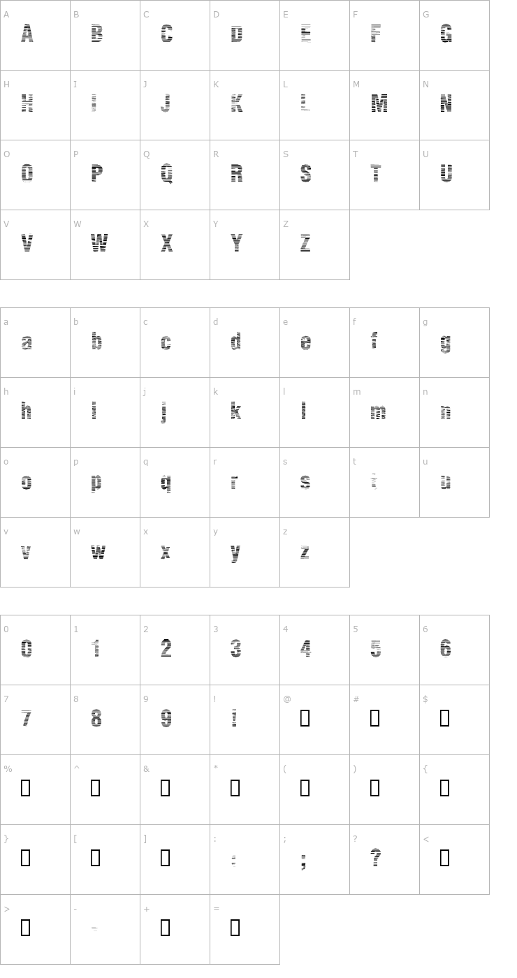 Character Map Static Age Horizontal Hold Font