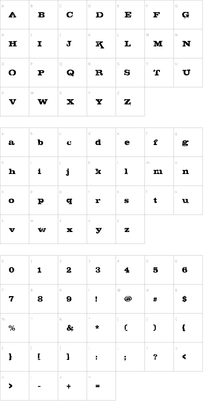 Character Map Steak Font