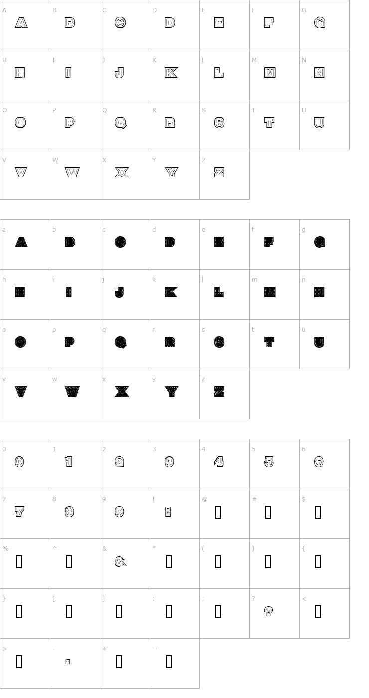 Character Map Steel Town Font