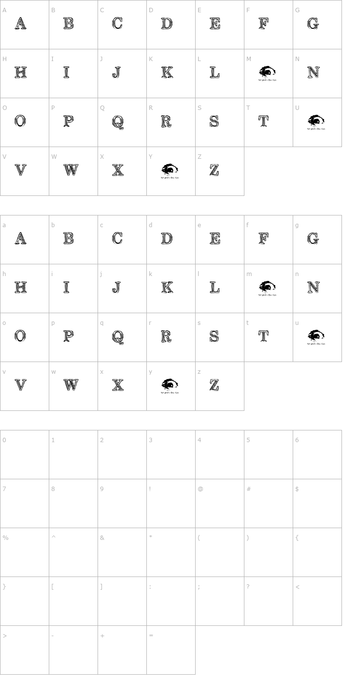 Character Map Steelcap RubbingTrial Font