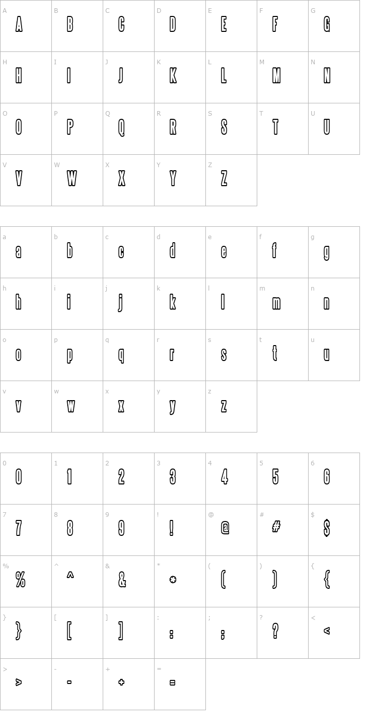 Character Map Steelfish Outline Font