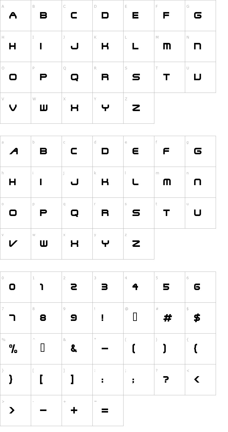 Character Map SteelWolf Medium Font