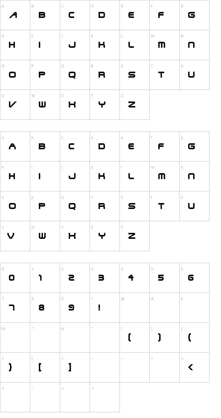 Character Map Steelwolfuntitled Font