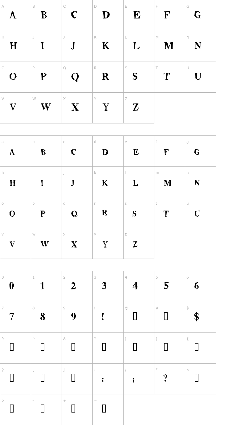 Character Map Stegosaurus Font