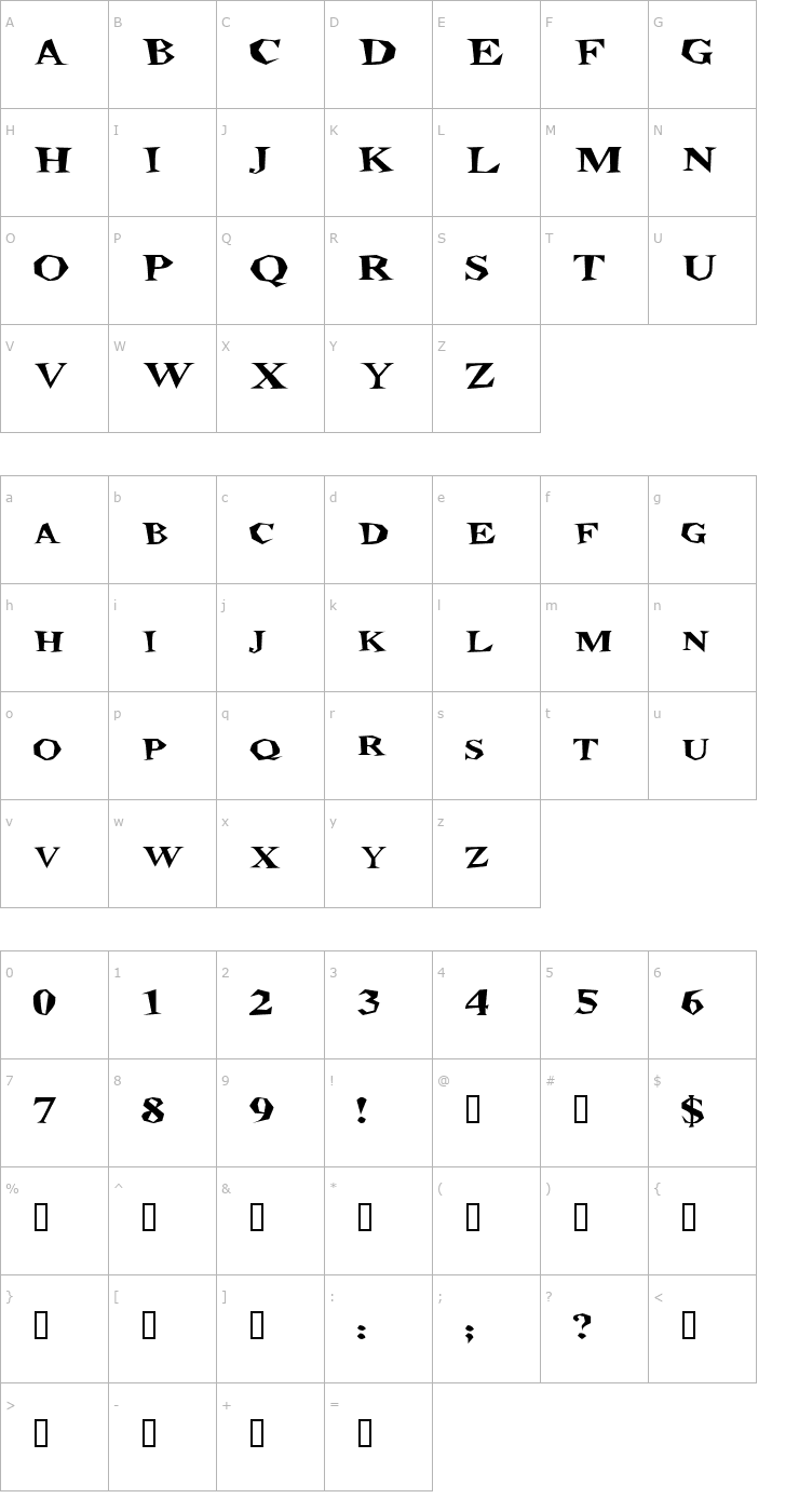 Character Map StegosaurusExtended Font