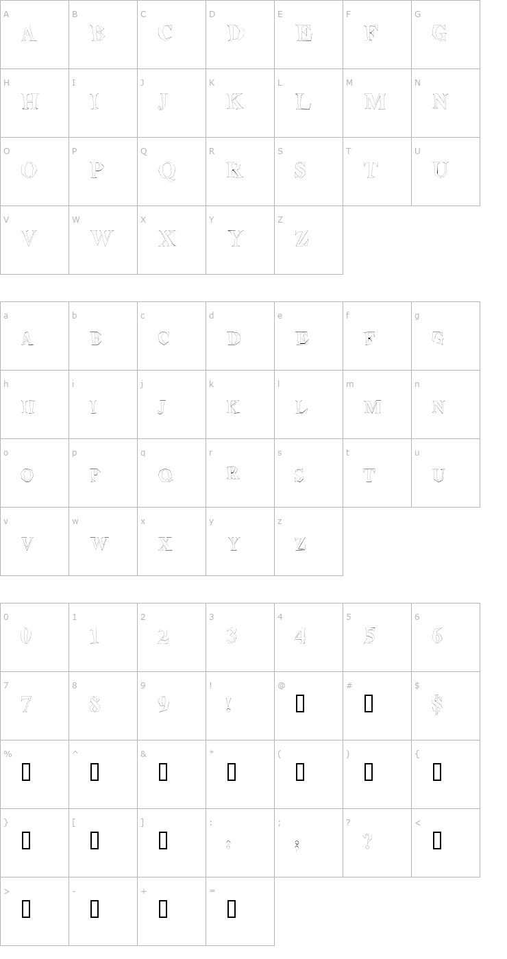Character Map StegosaurusOutline Font