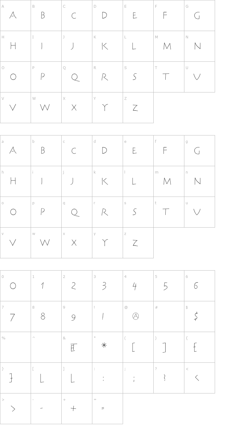 Character Map SteinAntik-Light Font
