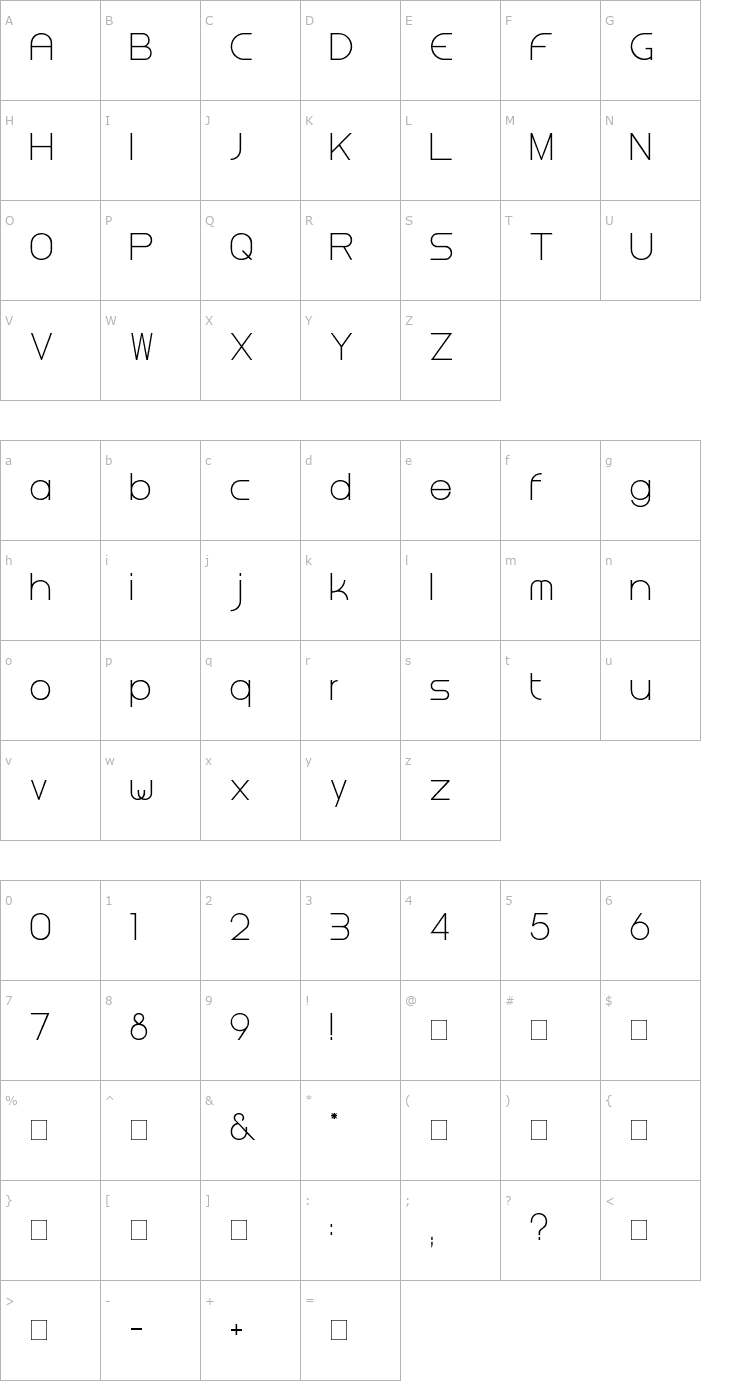 Character Map Steiner Font