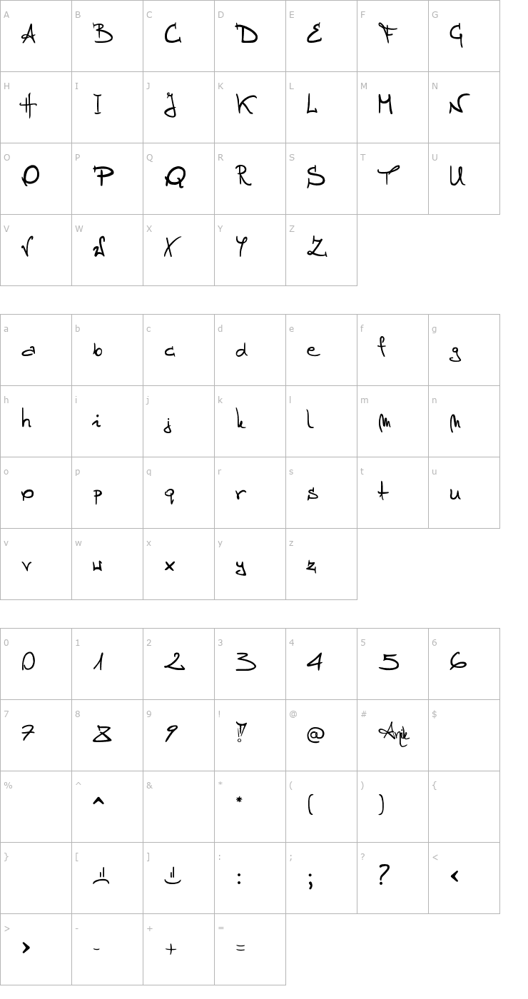 Character Map Stellina Font