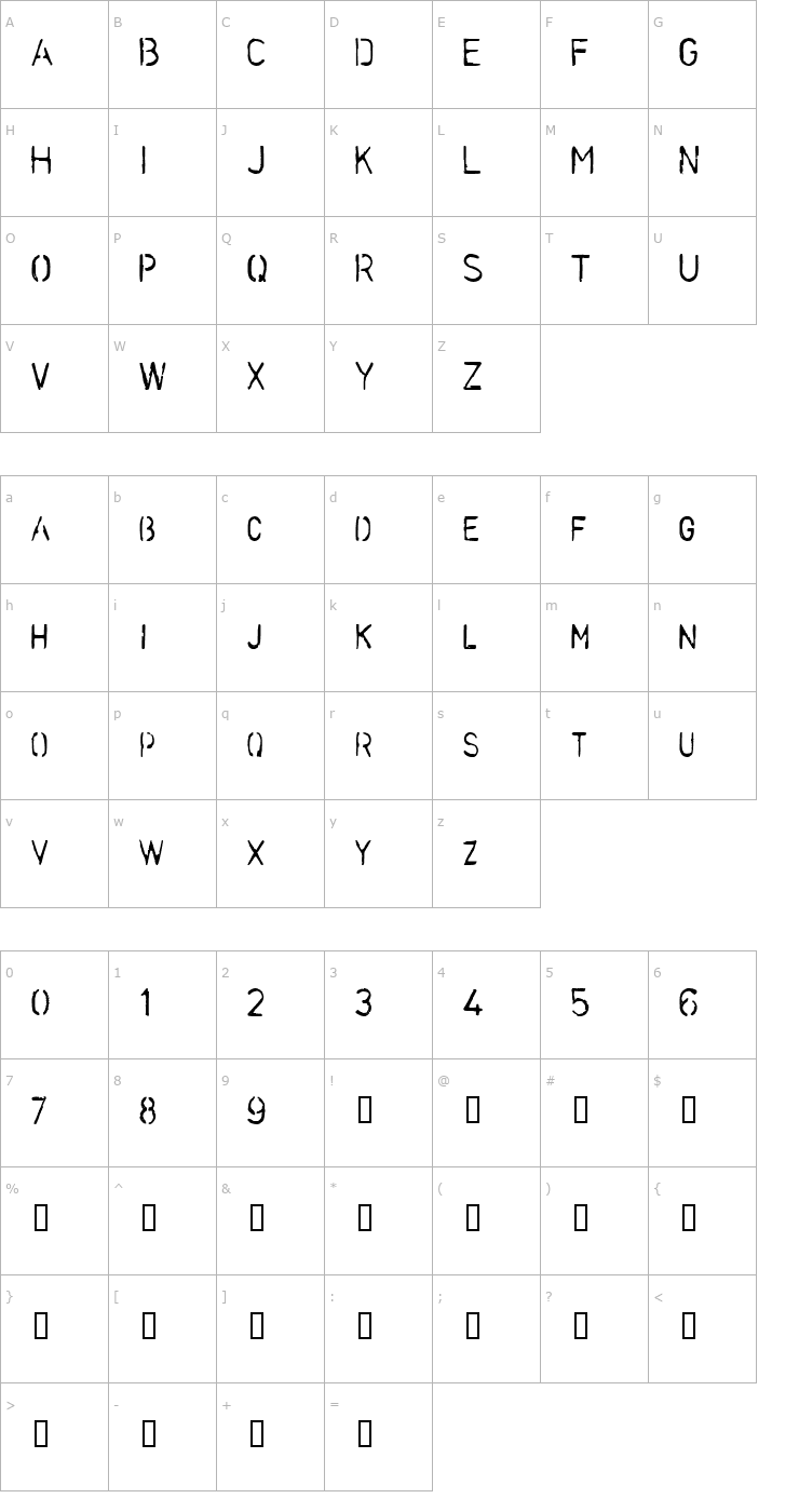 Character Map Stencilcase Bold Font