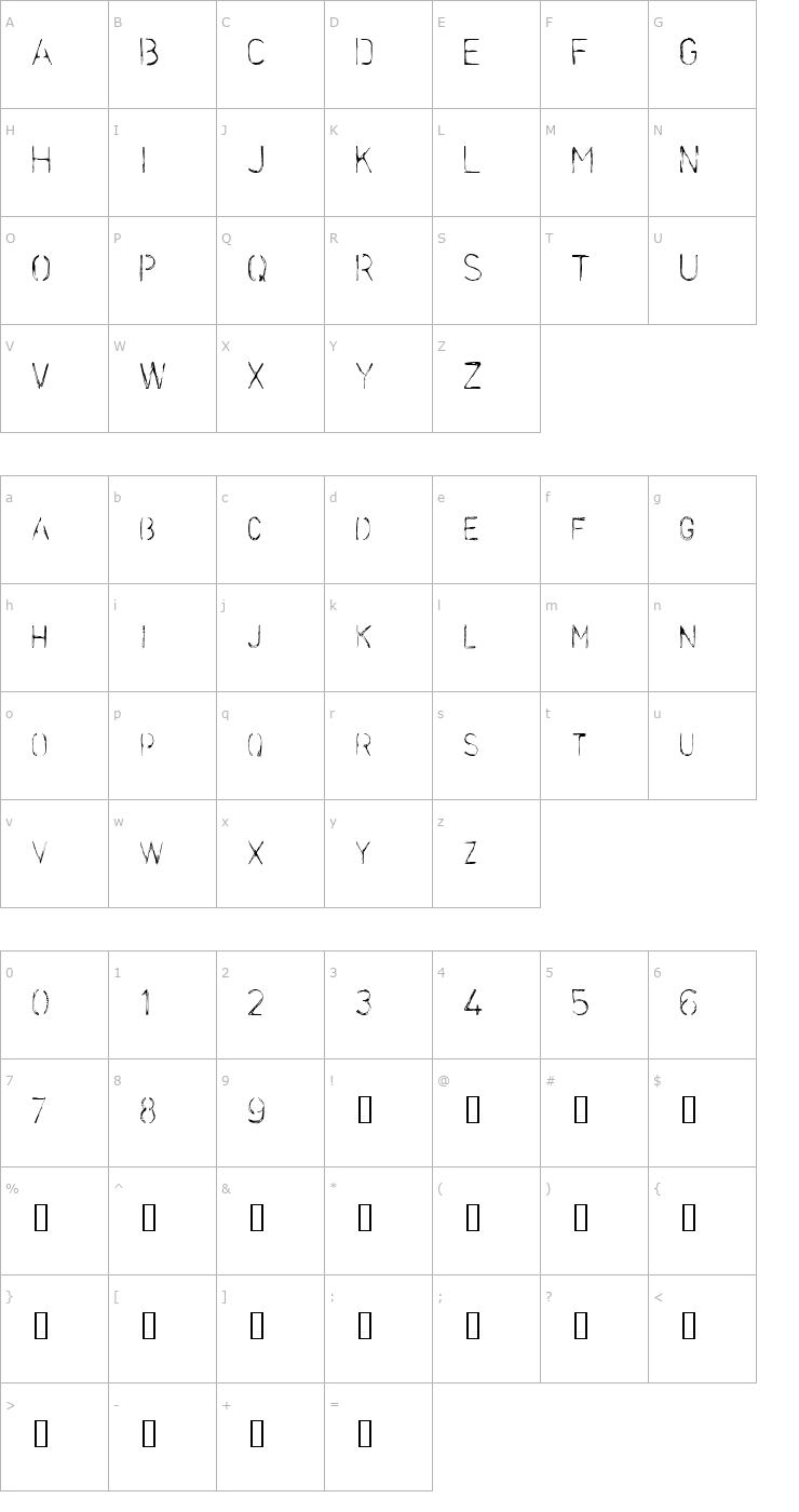 Character Map Stencilcase Font