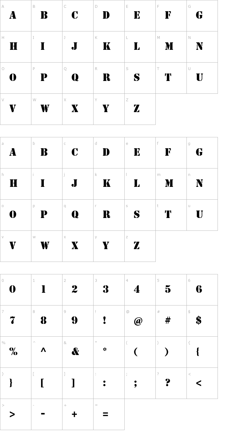 Character Map StencilStd Font