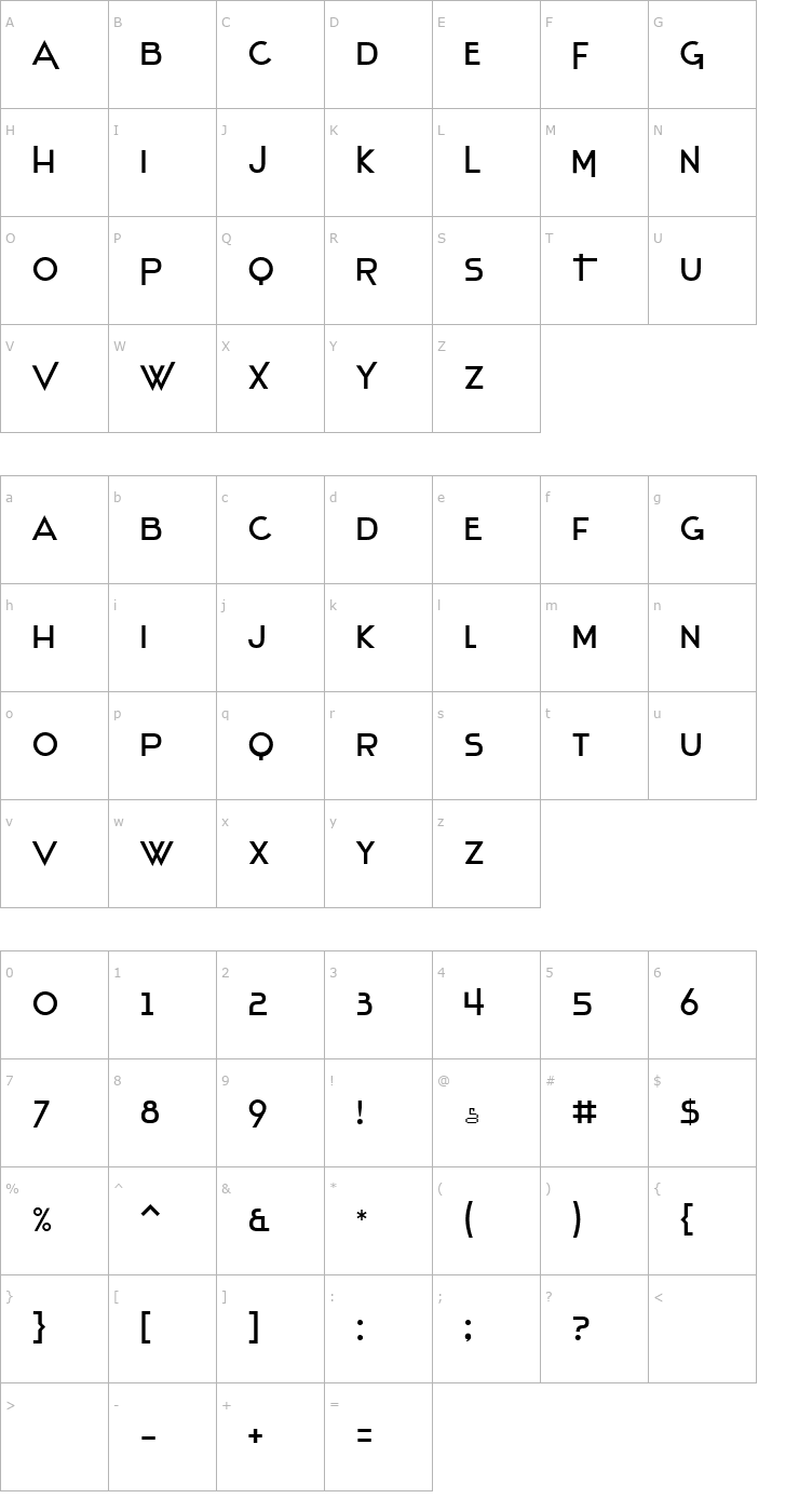 Character Map Stentiga Font