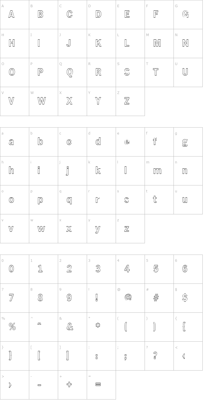 Character Map StephenBeckerOutline-Bold Font