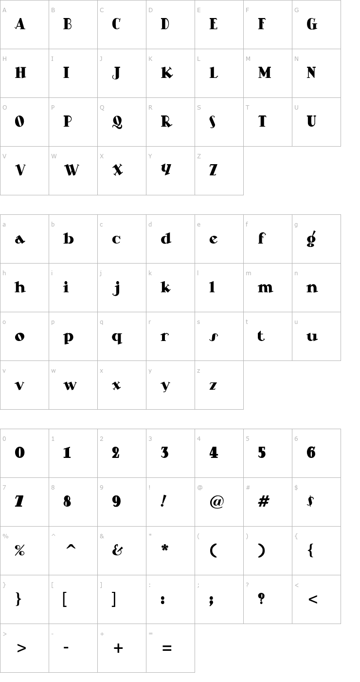 Character Map SteppinOut Font