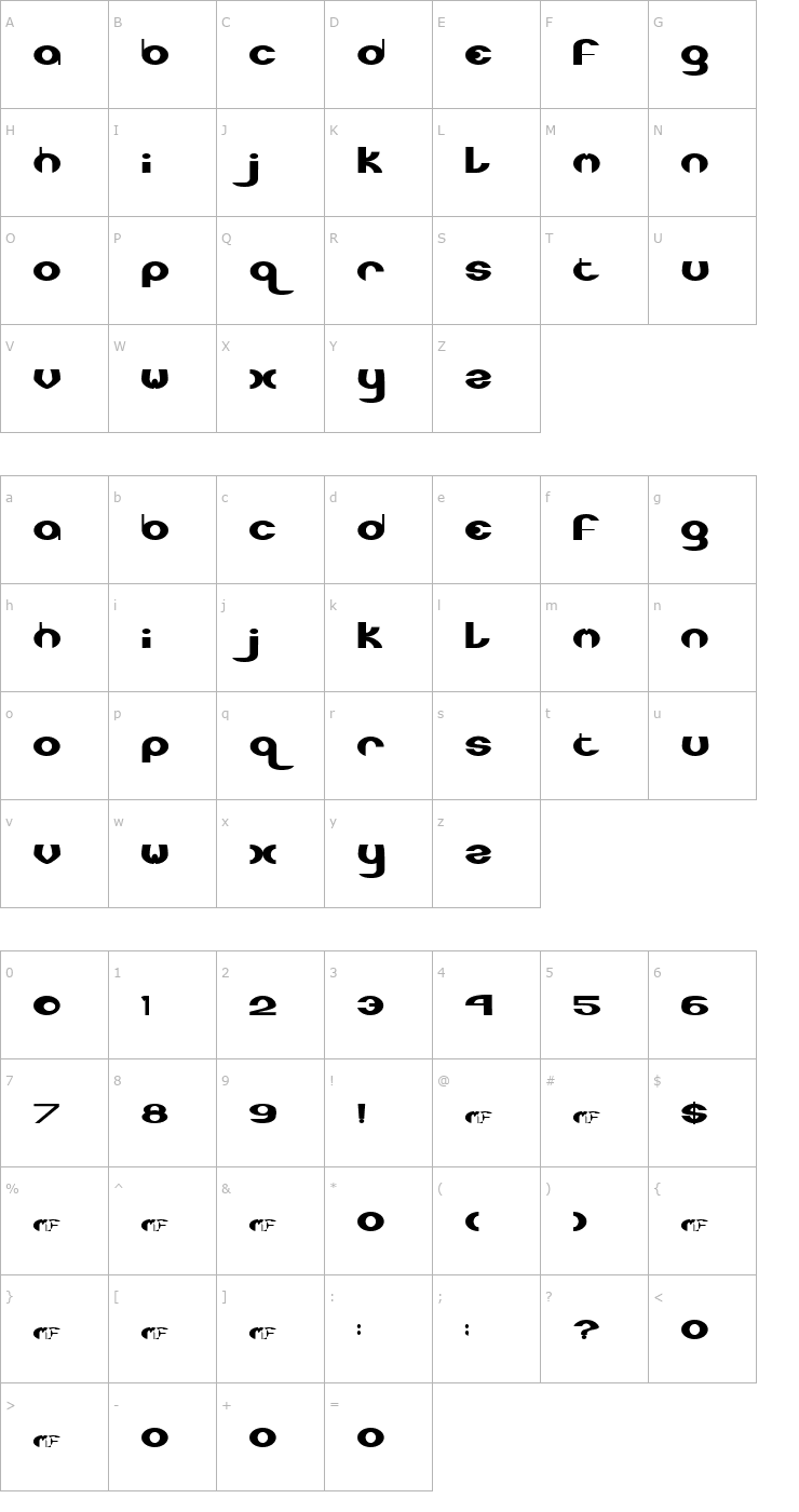 Character Map Stereophonic 1 Font