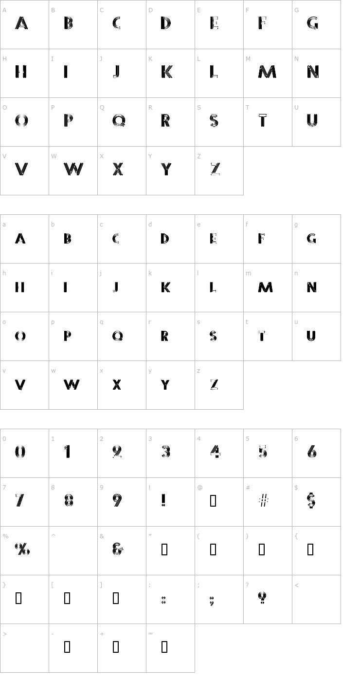 Character Map SterlingPanic Font