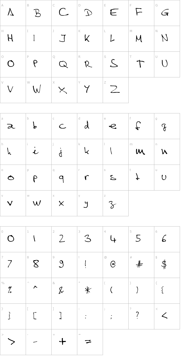 Character Map Steve Regular Font