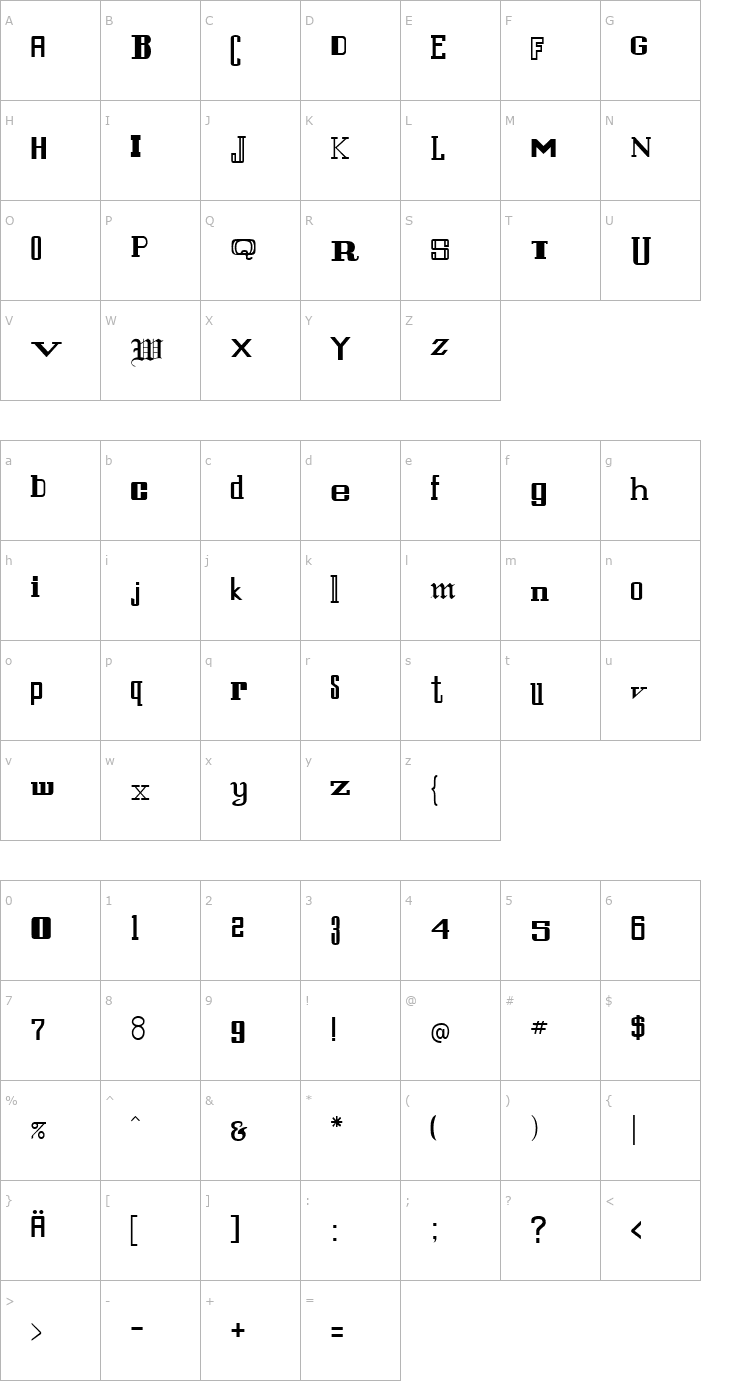 Character Map StFrancis.fog Font