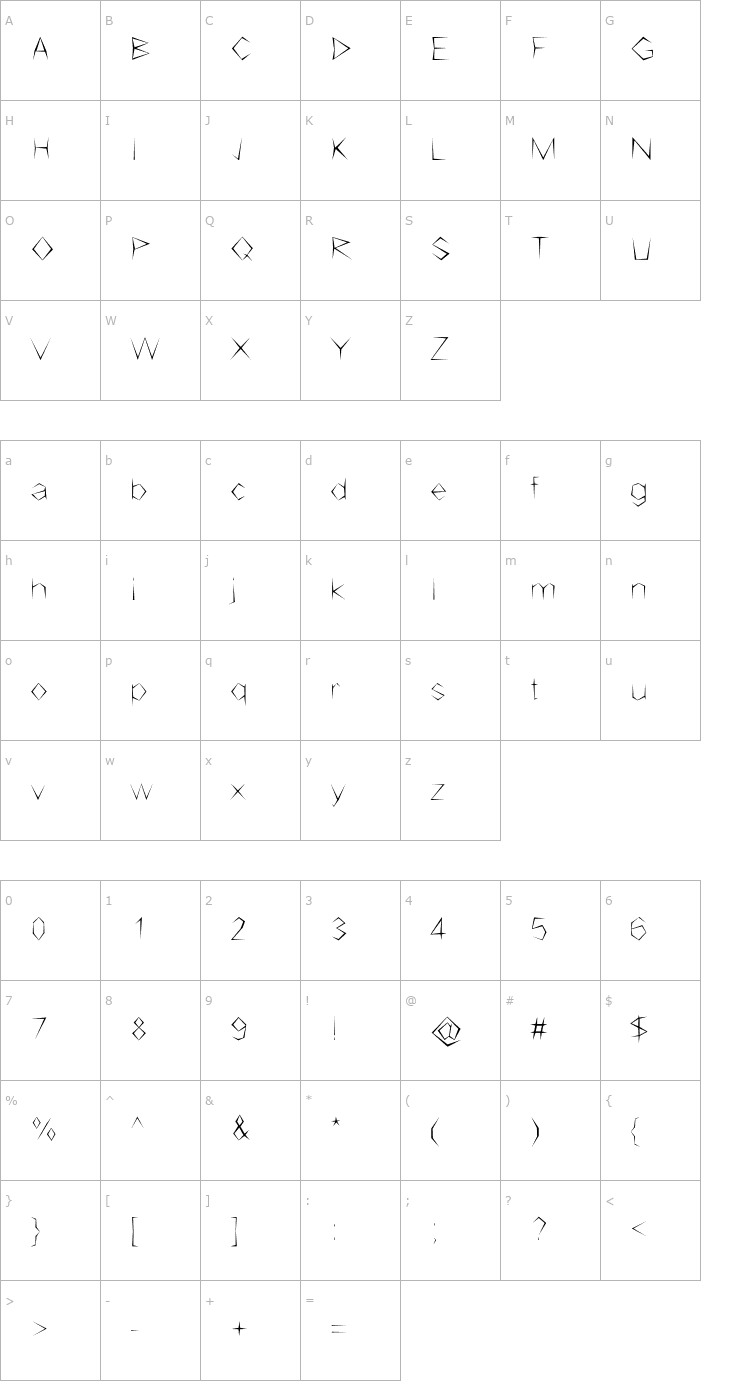 Character Map Stickerbush Font