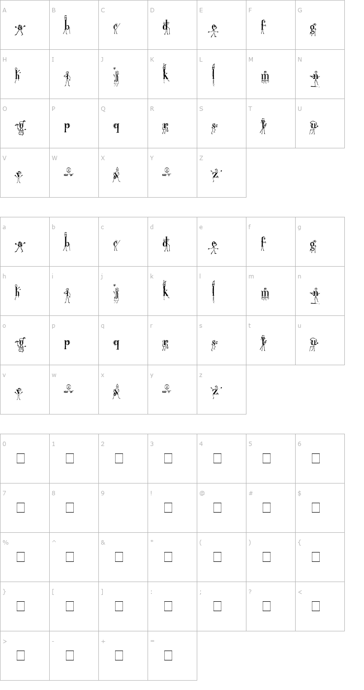 Character Map StickLetter Medium Font