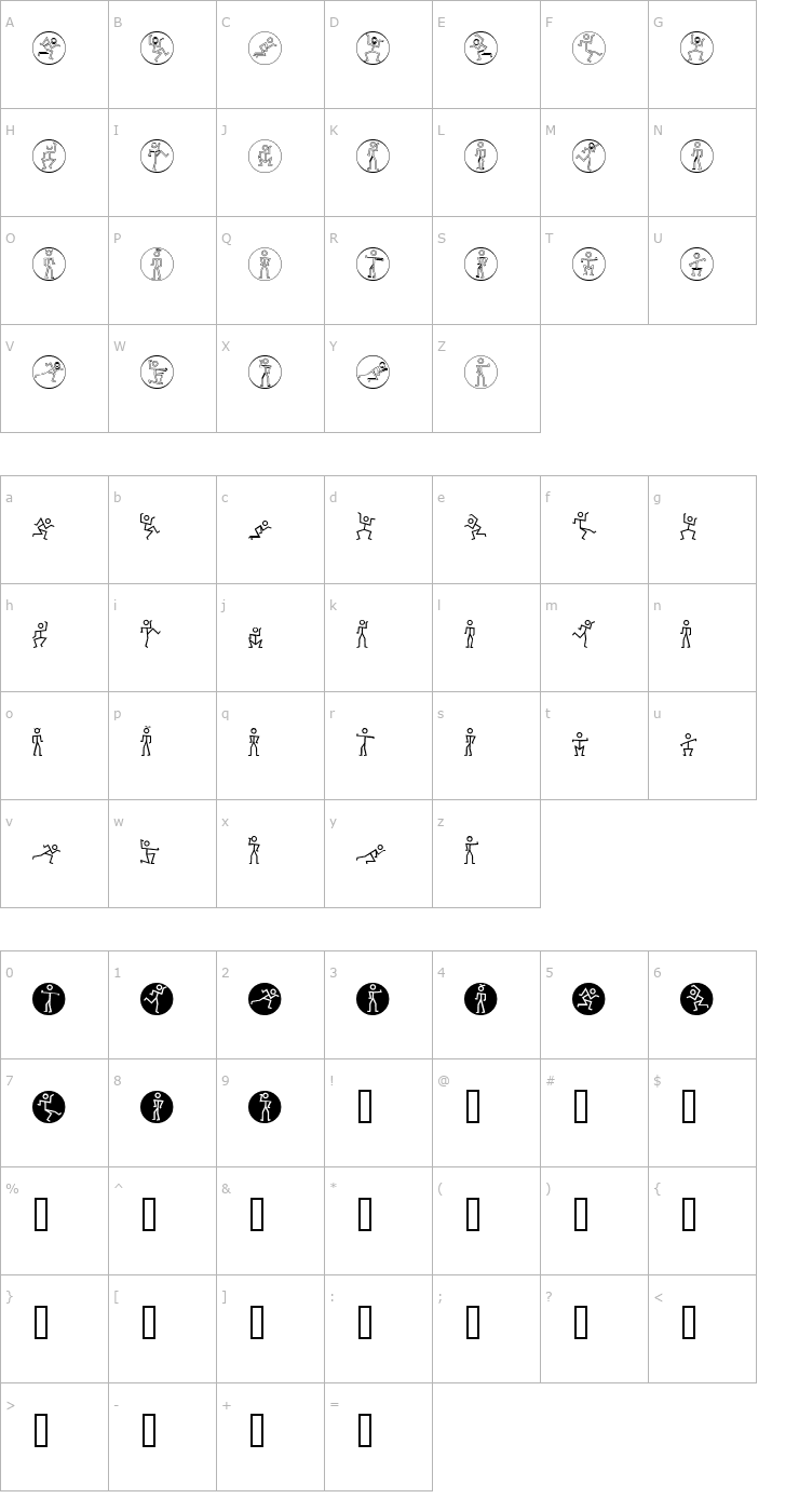 Character Map Stickmanbats Font