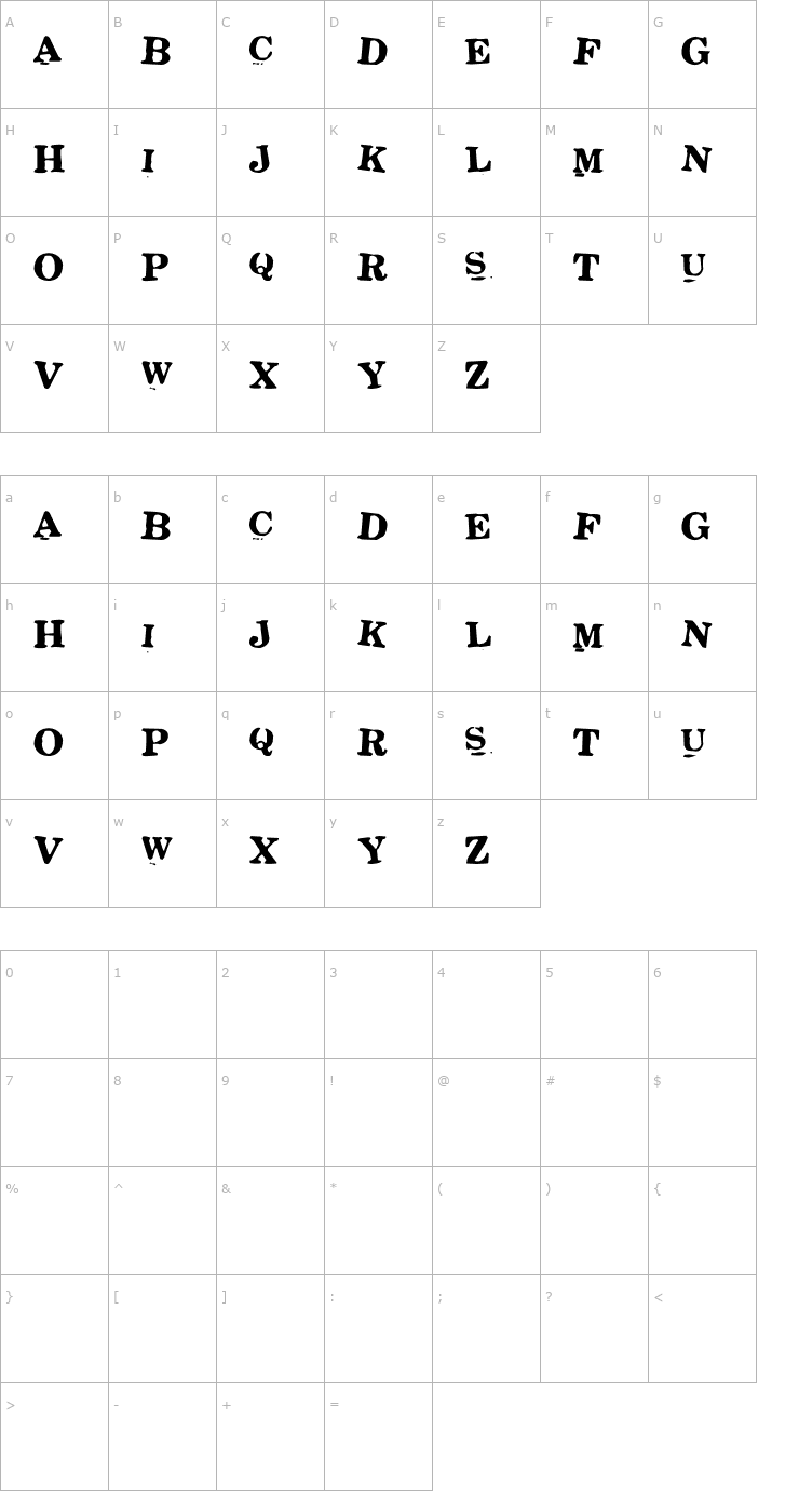 Character Map Stickons Two Font