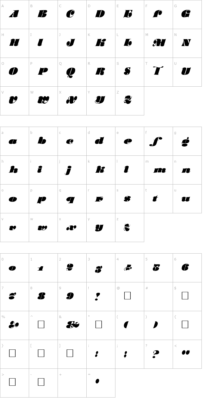 Character Map Stilla Font