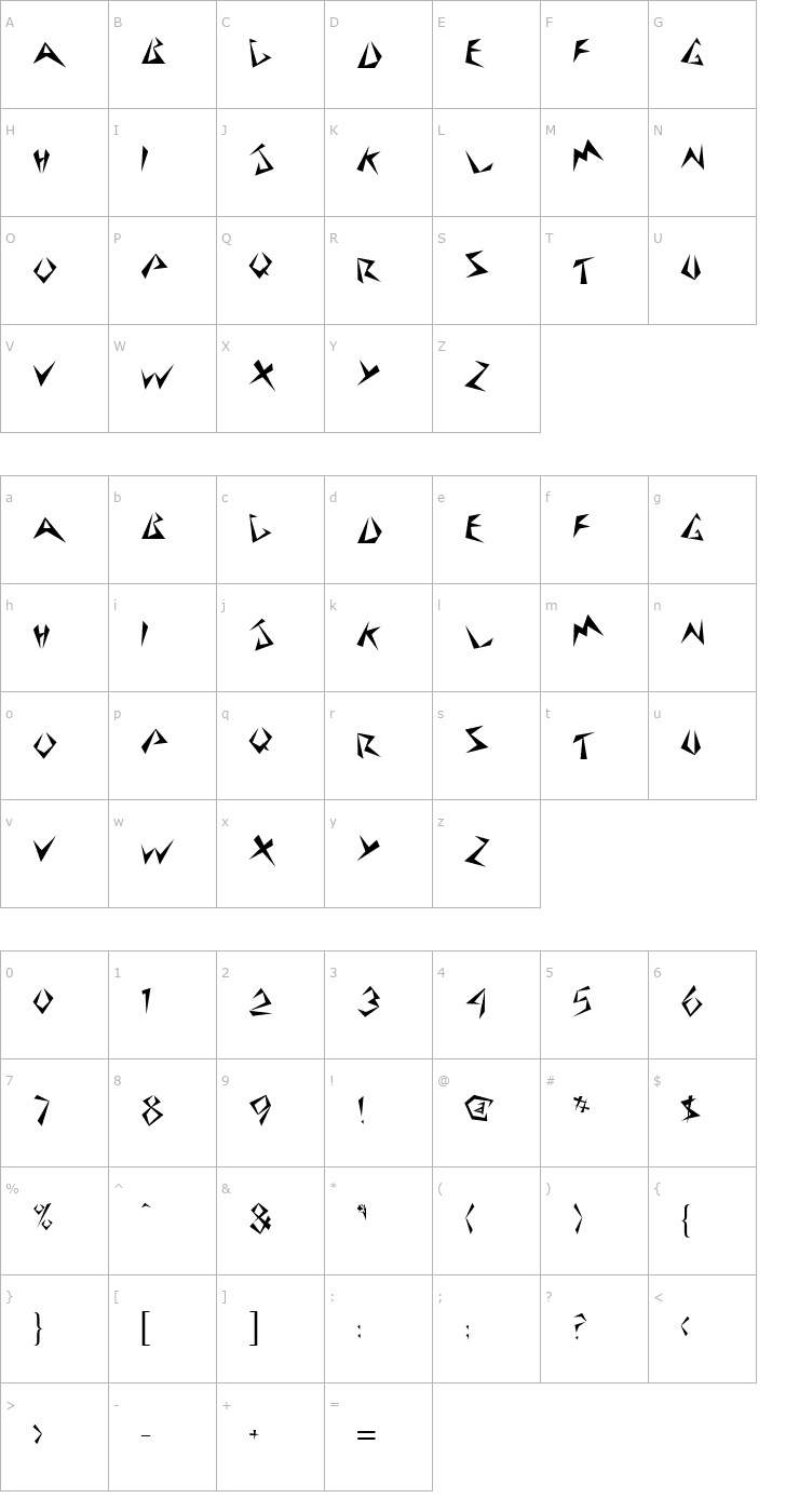 Character Map Stinger Regular Font