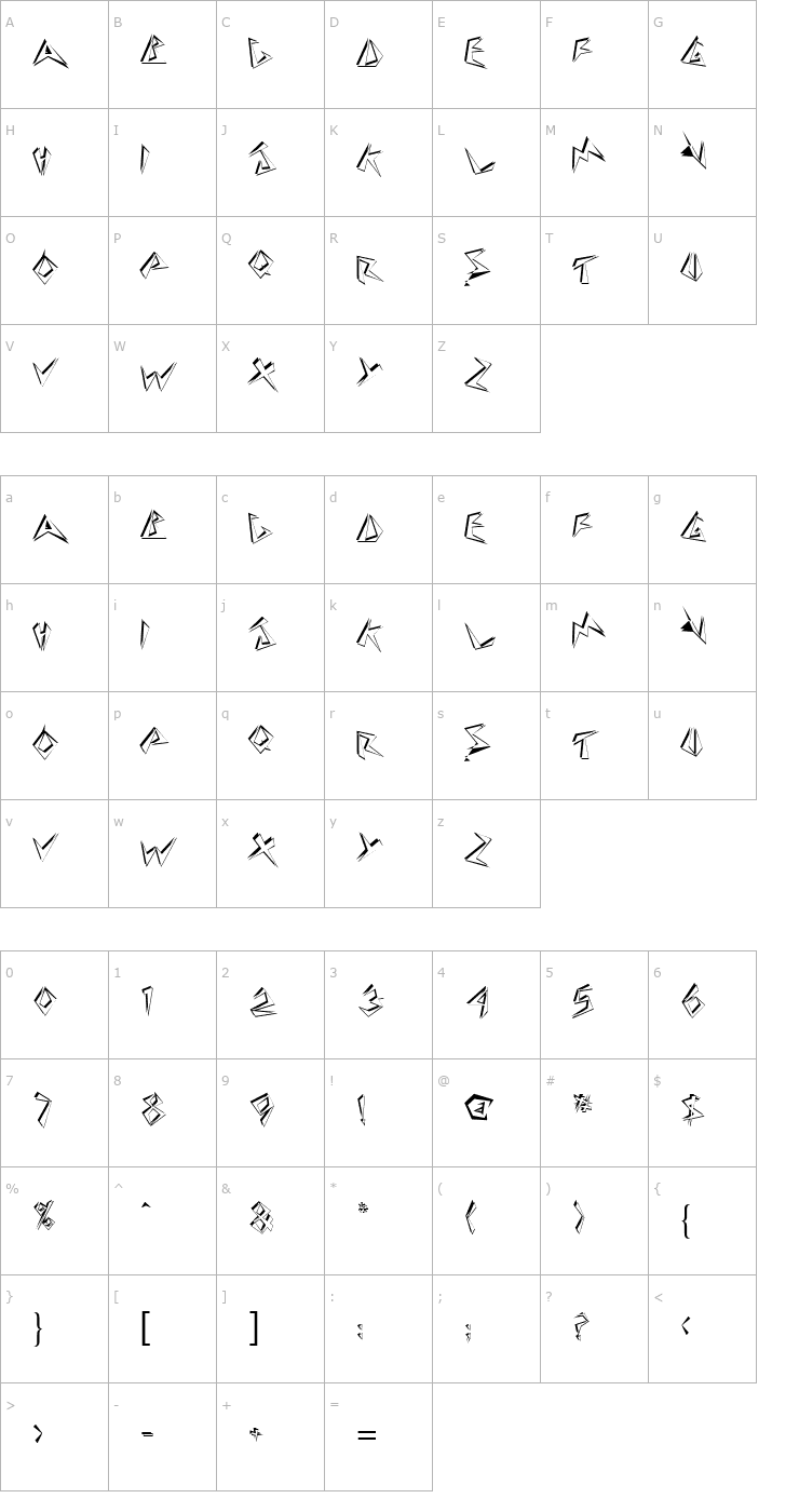 Character Map StingerShadow Font