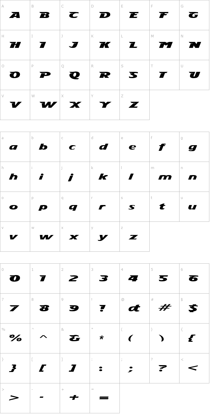 Character Map StingRay Font