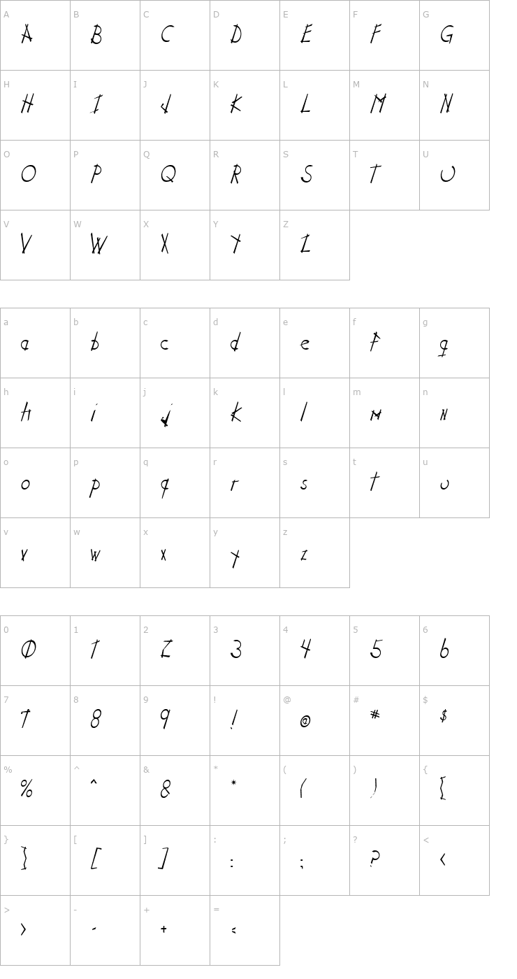Character Map Stix n Stonz Font