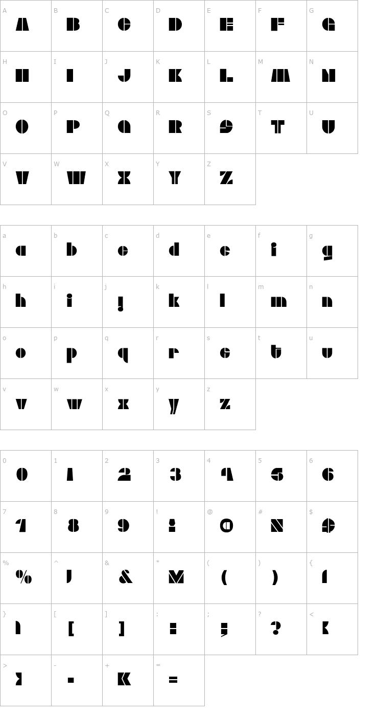 Character Map Stock A Font