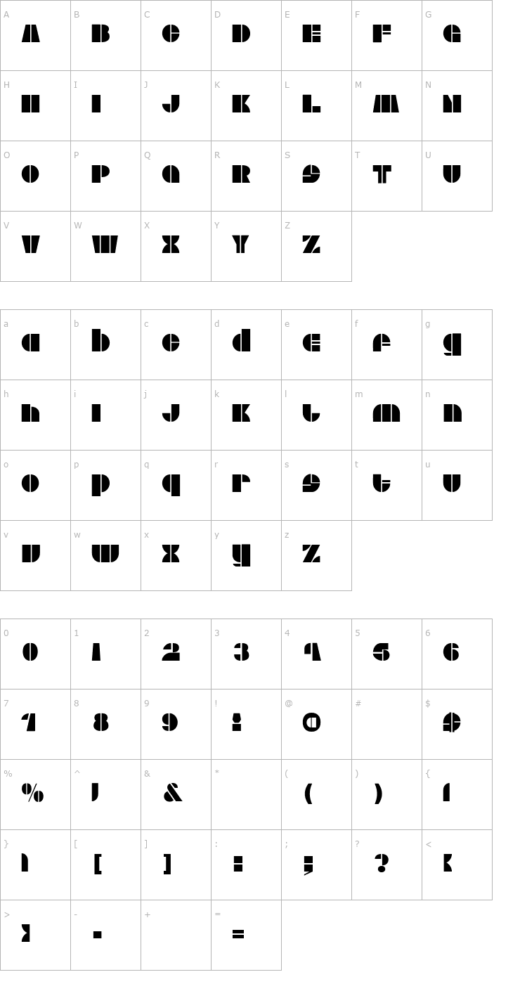 Character Map Stock B Font