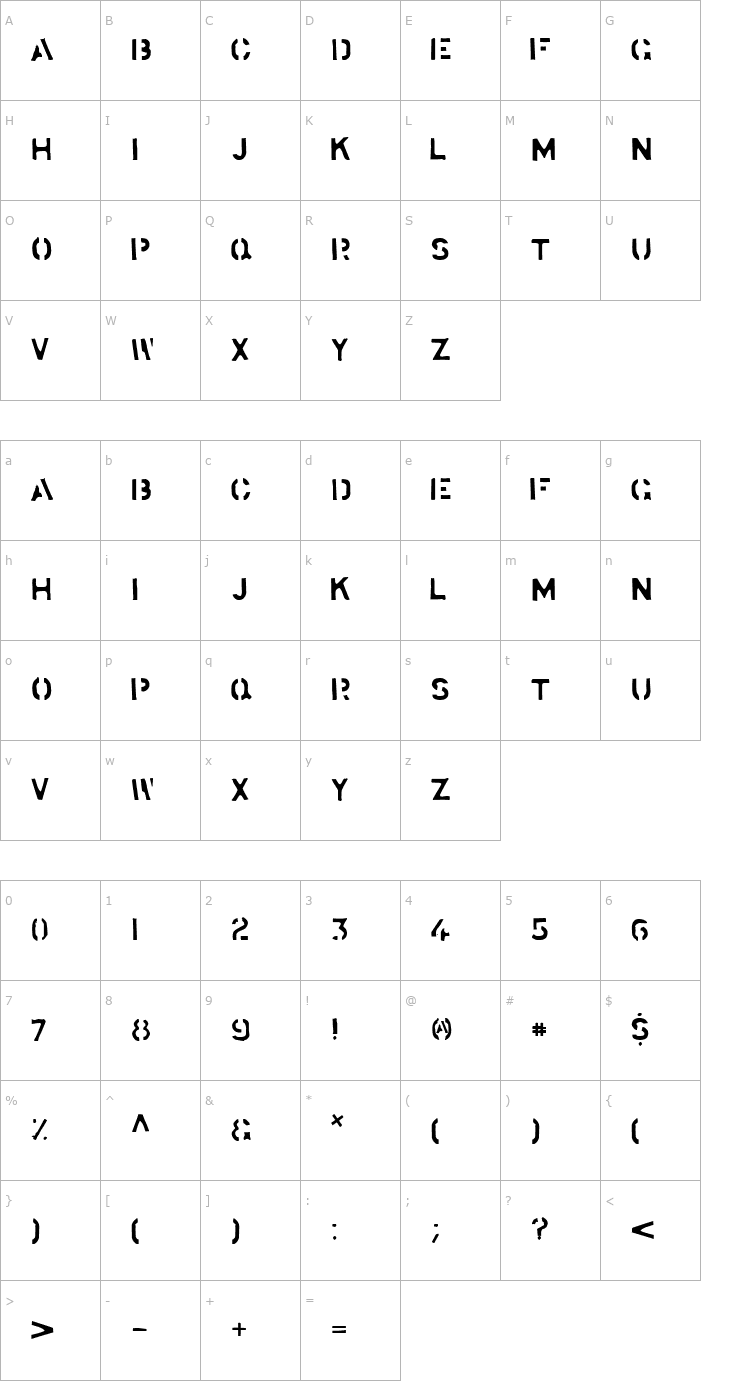 Character Map Stockstill Solid Font