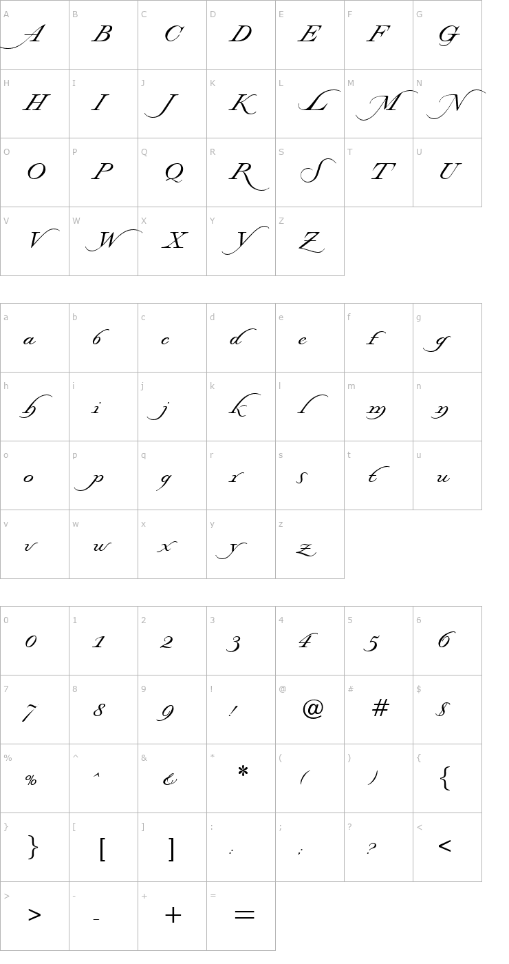 Character Map Stockwell-Regular Font