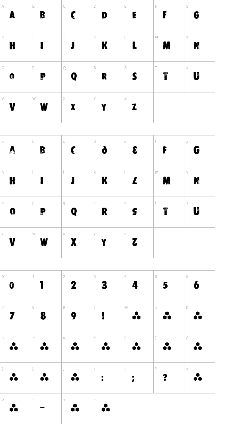 Character Map STOMPER Font