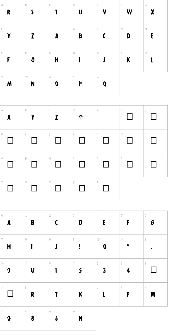 Character Map Stone-Age Font