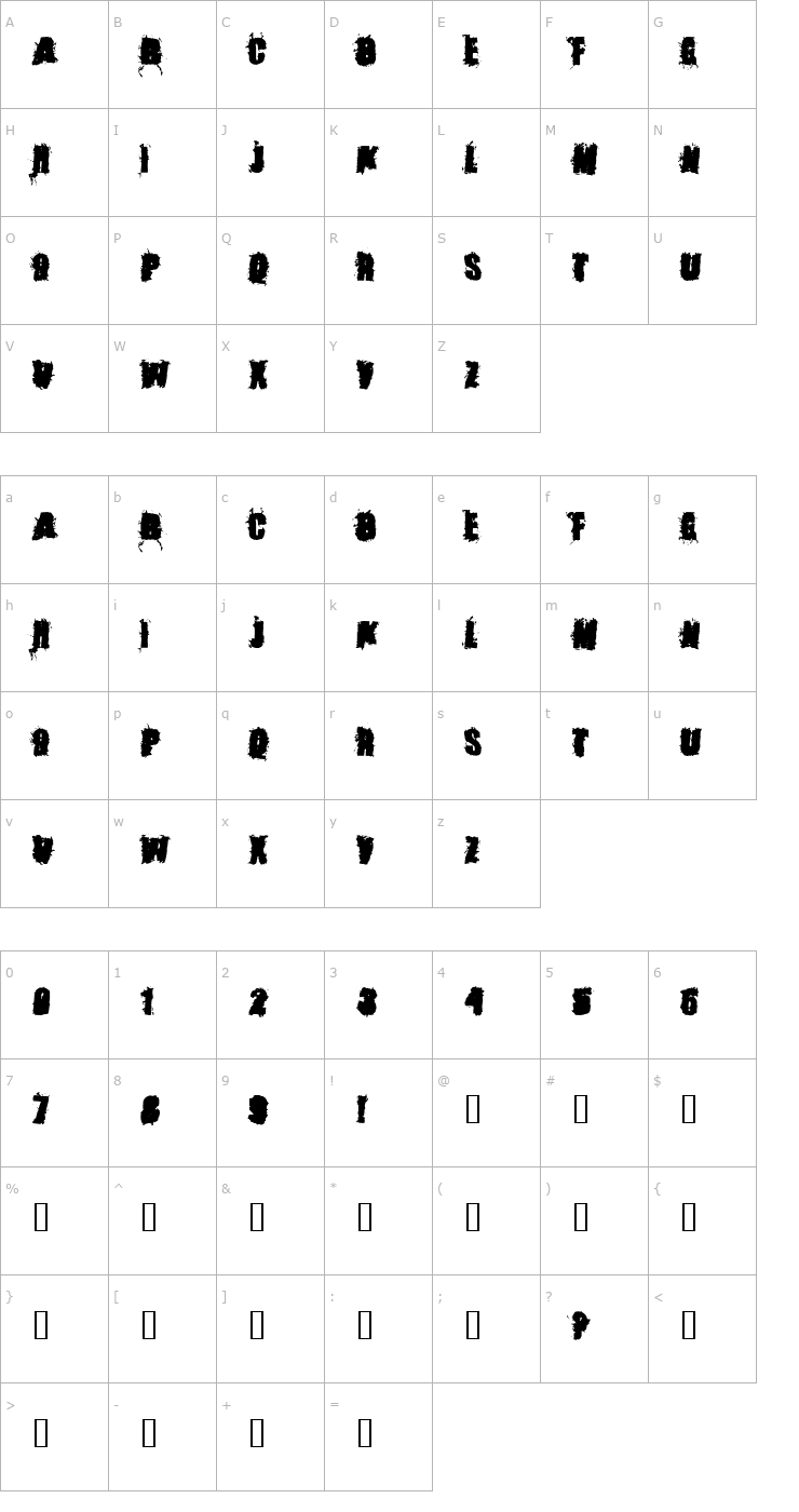 Character Map Stone Cold Font