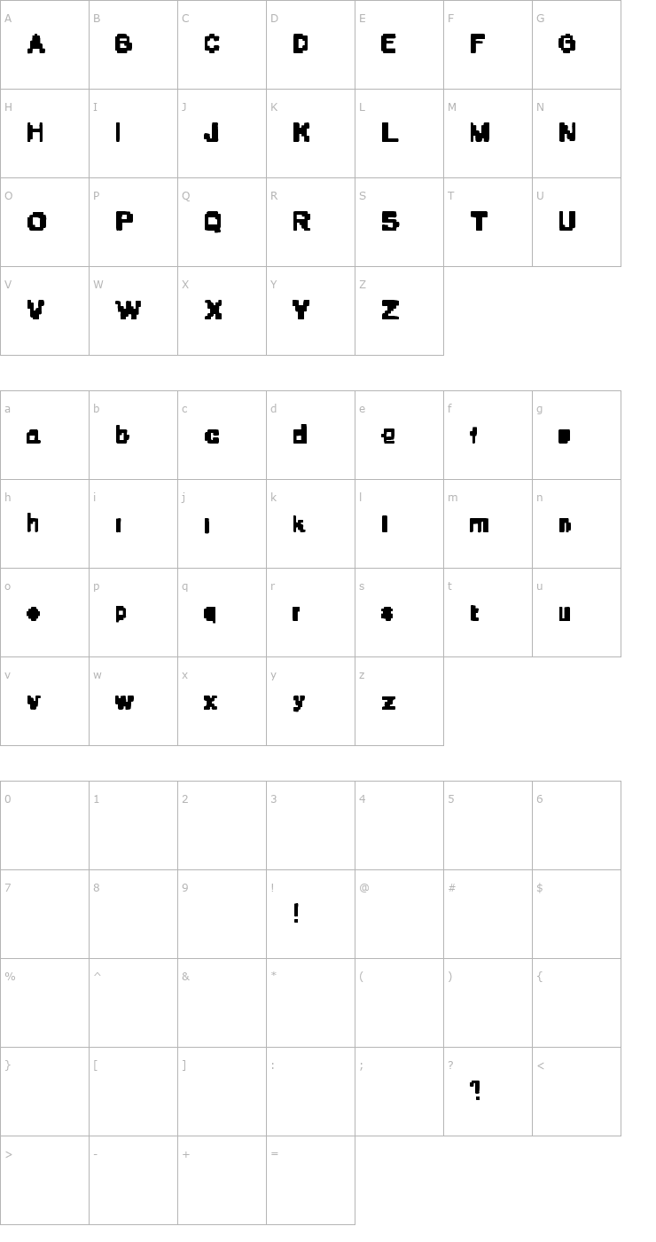 Character Map Stone Era Pixels Font
