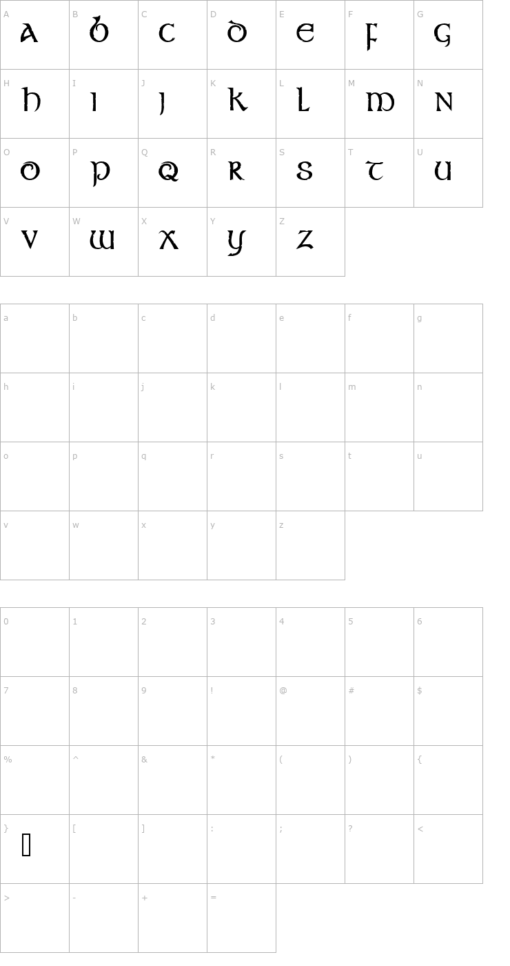 Character Map Stonecross Font
