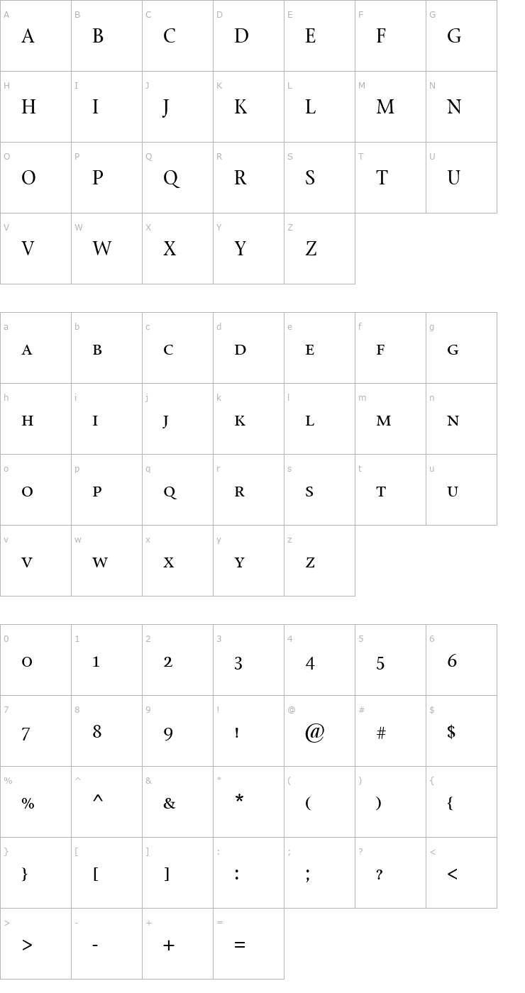 Character Map StonePrint-RomanSC Font