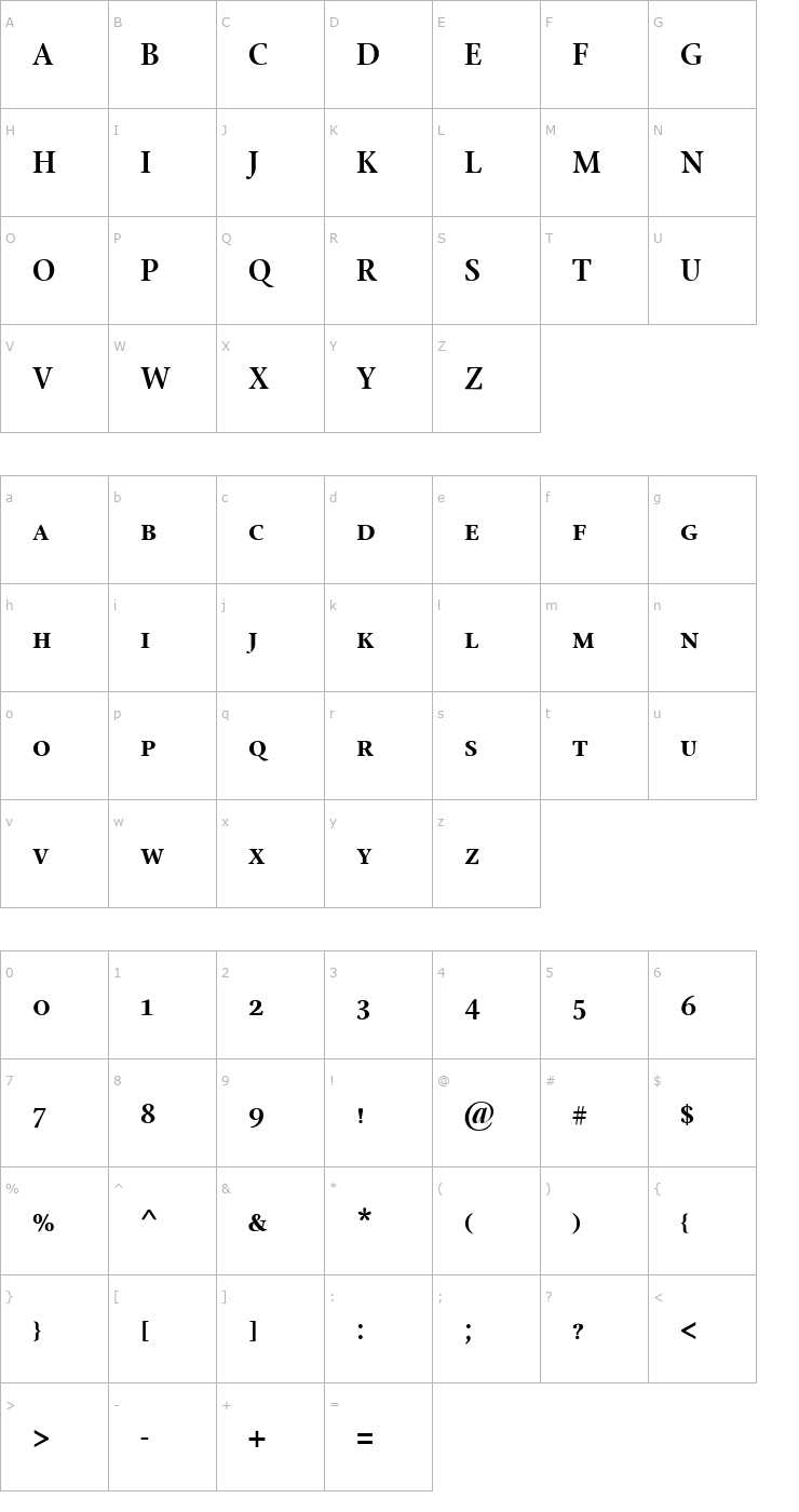 Character Map StonePrint-SemiboldSC Font