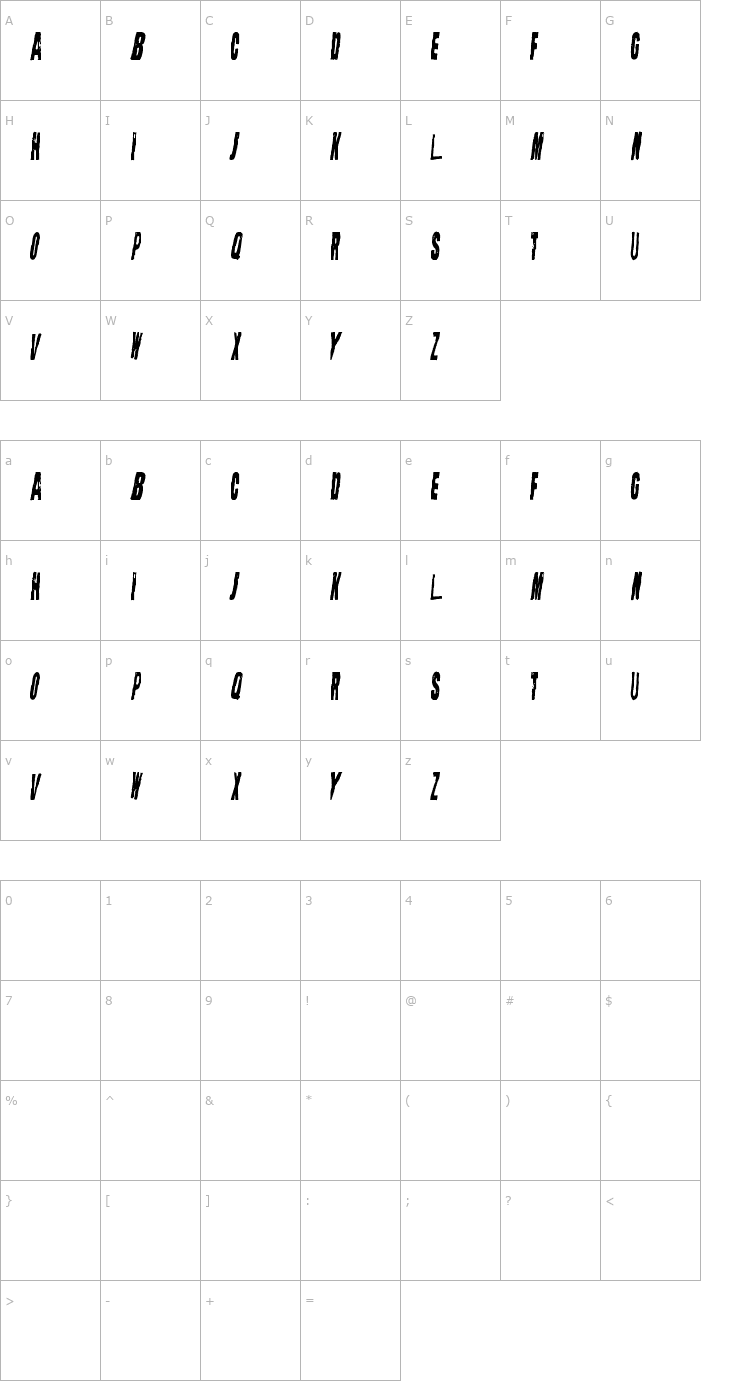 Character Map Straight Face Font