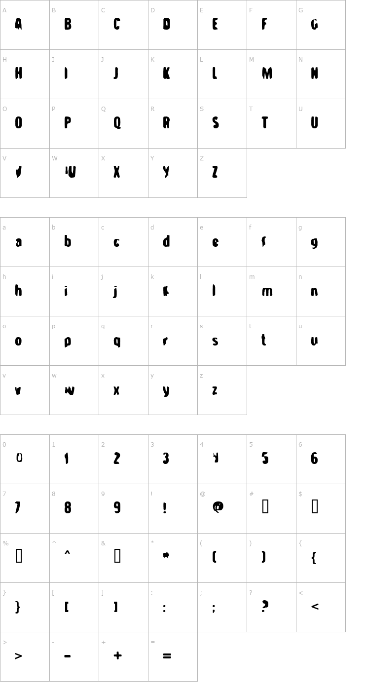 Character Map Strange Brew Font